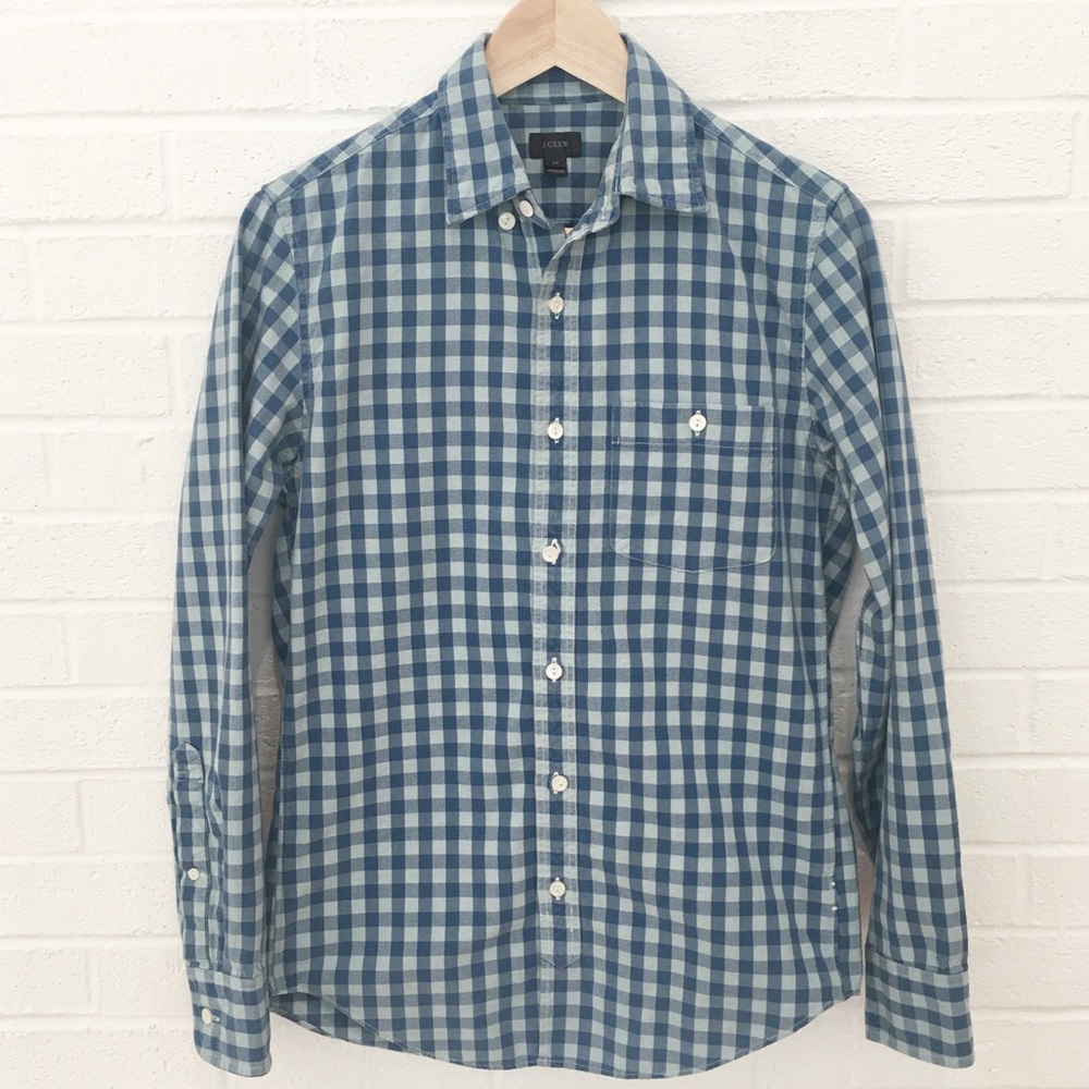 J. Crew Jaspé Cotton Check Shirt in blue